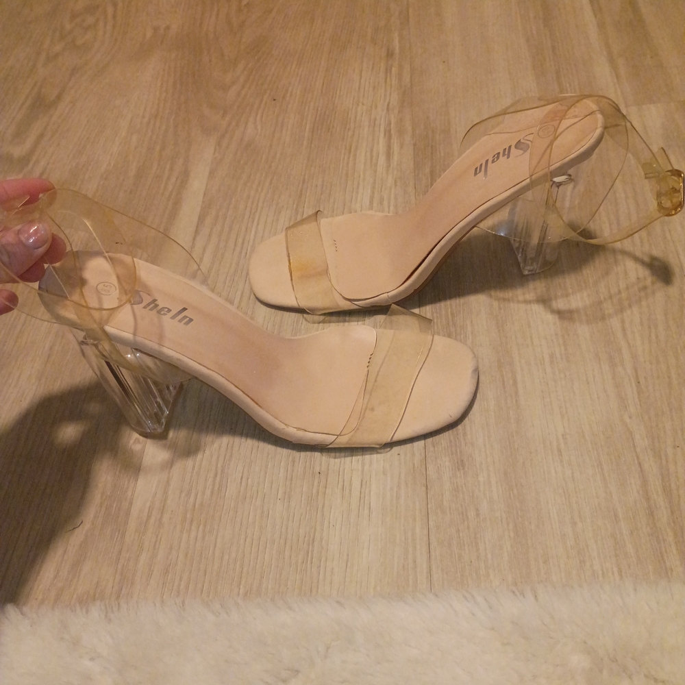 SheIn Women's Transparent Heels - Cream